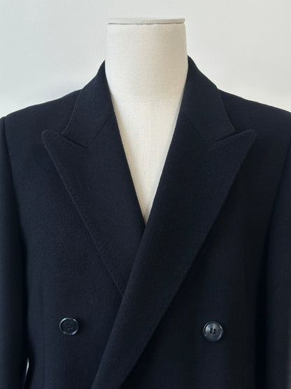British Vintage 1990s Wool Cashmere Double Breasted Coat - M