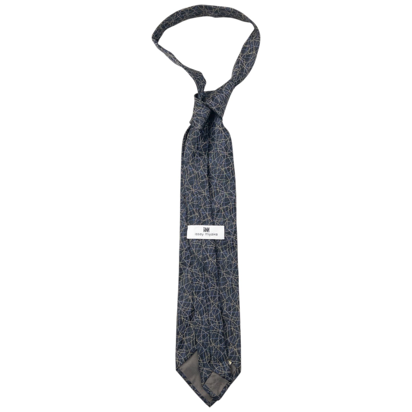 Vintage 90s Issey Miyake Pattern Silk Tie | O/S, Navy
