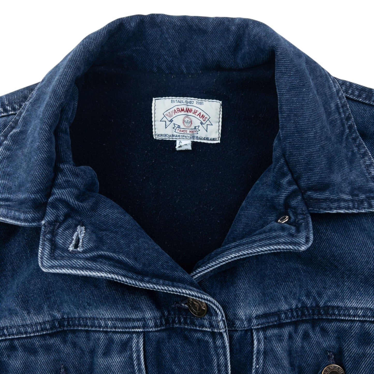 Vintage 90s Armani Jeans Fleece Lined Denim Jacket Womens Size M