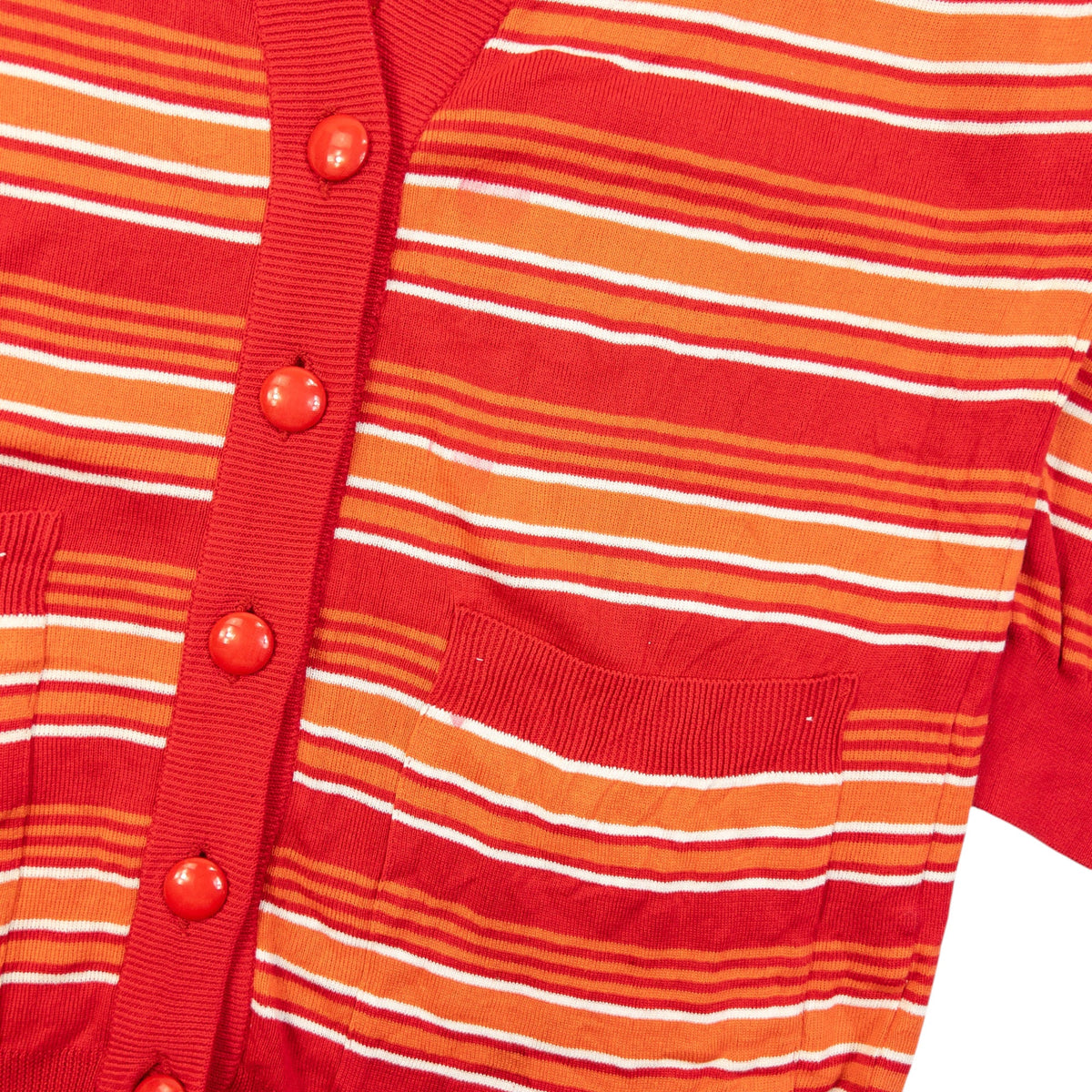 Vintage 80s YSL Yves Saint Laurent Striped Cardigan Womens Size M | Medium, Orange