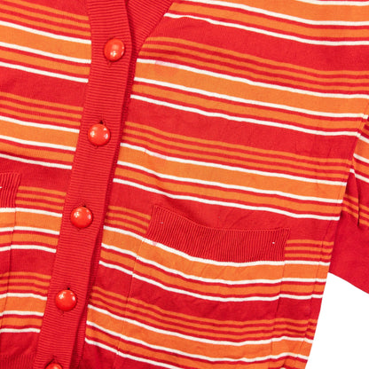 Vintage 80s YSL Yves Saint Laurent Striped Cardigan Womens Size M | Medium, Orange