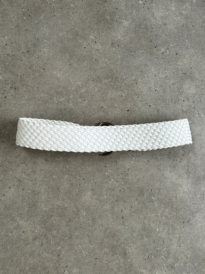 Vintage 1990s Leather Chunky D Ring Woven Belt - W40-43