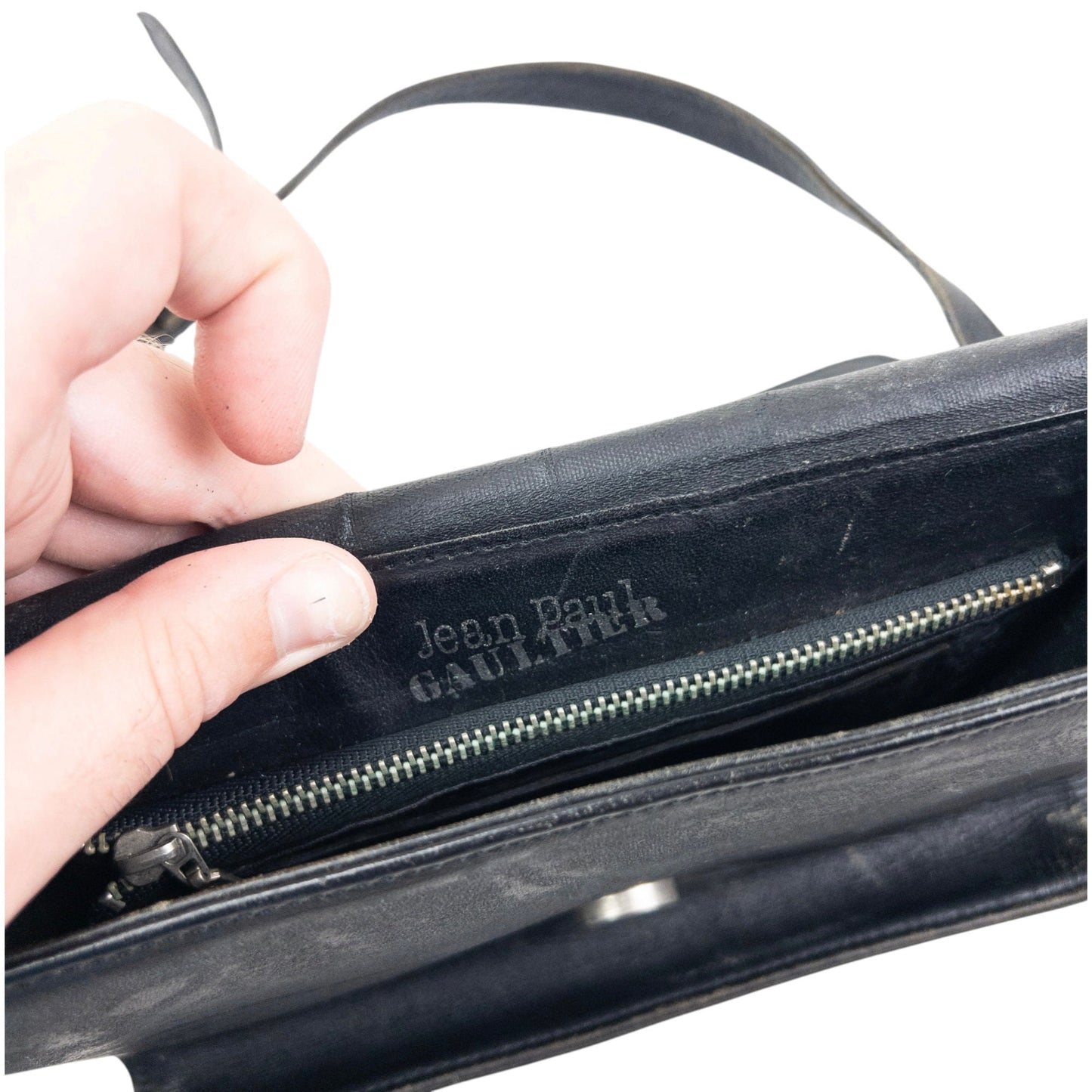 Vintage 2000s Jean Paul Gaultier Embossed Leather Crossbody Bag | O/S, Black
