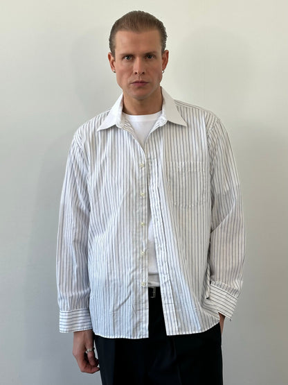 Christian Dior 1980s Cotton Striped Logo Shirt - XL