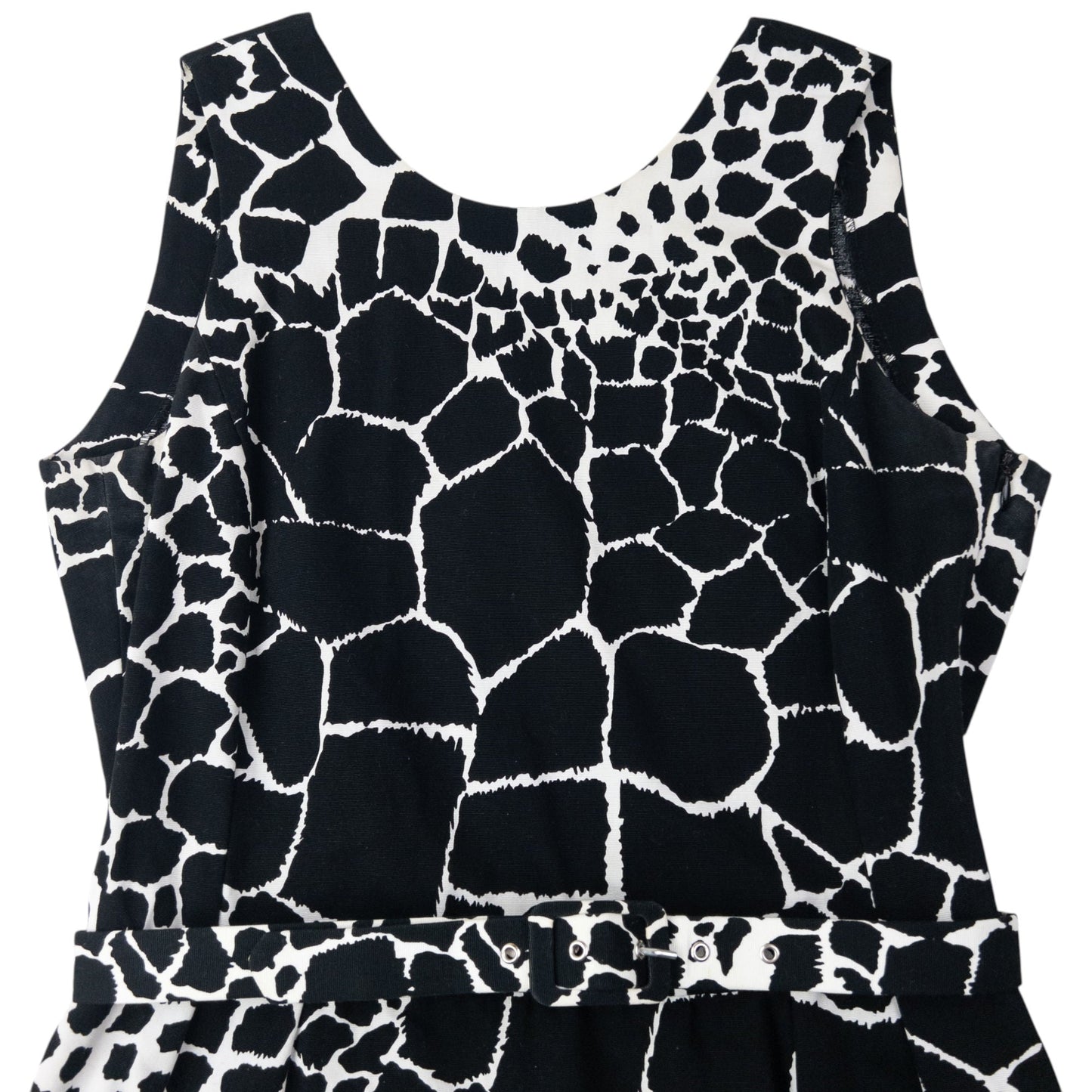 Vintage 80s YSL Yves Saint Laurent Giraffe Print Belt Waist Dress Womens Size L | Large, Black