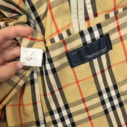Vintage 90s Burberry Nova Check Lined Trench Jacket Size M | Medium, Cream