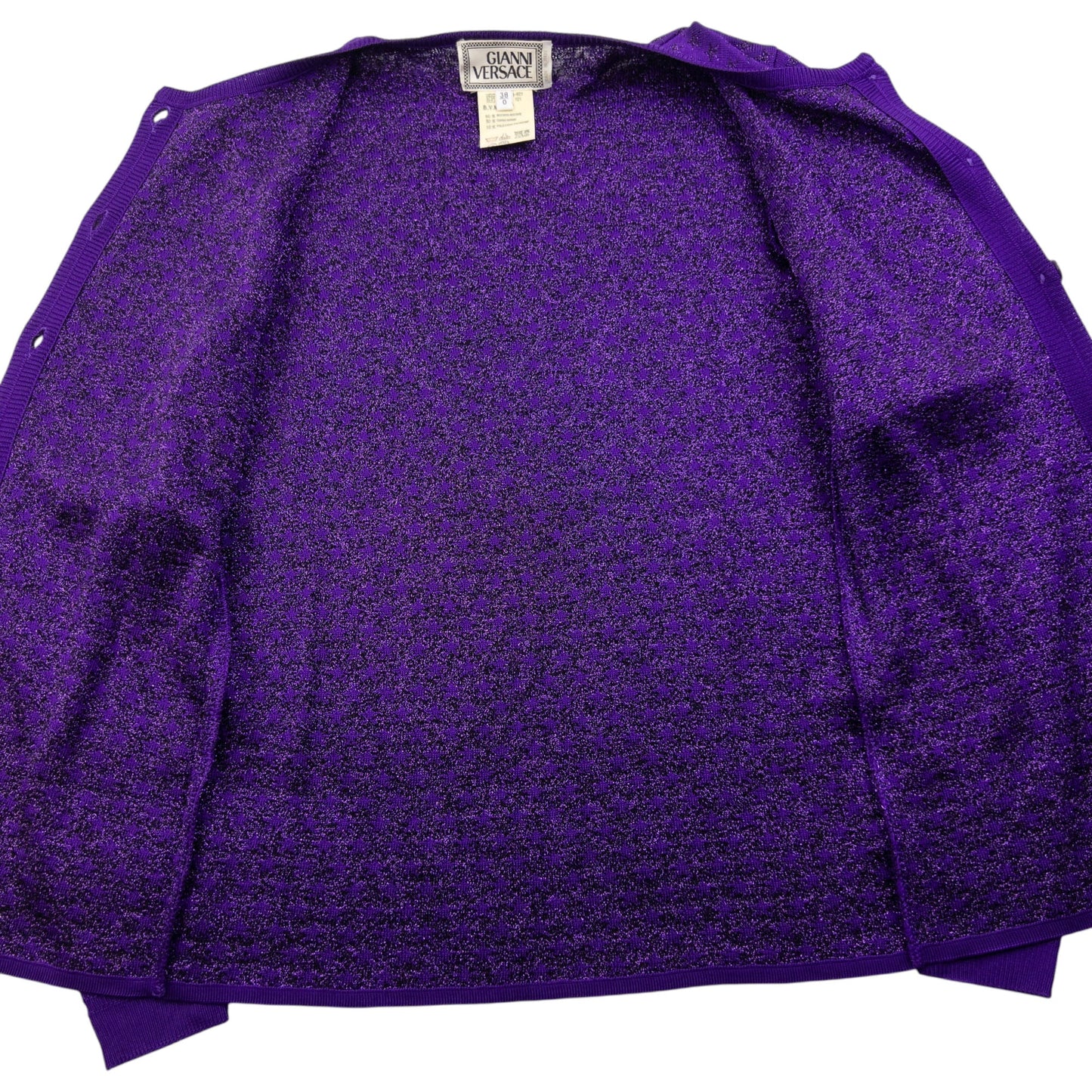 Vintage 90s Gianni Versace Star Pattern Wool Cardigan Womens Size S | Small, Purple