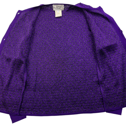 Vintage 90s Gianni Versace Star Pattern Wool Cardigan Womens Size S | Small, Purple