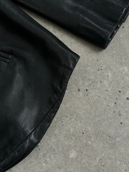 DKNY 2000s Smooth Fitted Leather Jacket - S