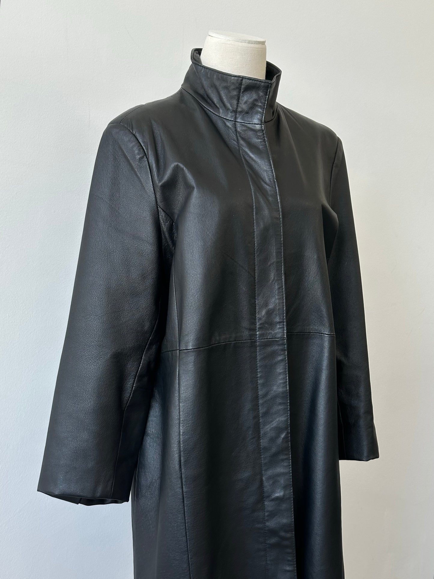 Vintage 1990s High Neck Concealed Placket Trench Coat - S/M