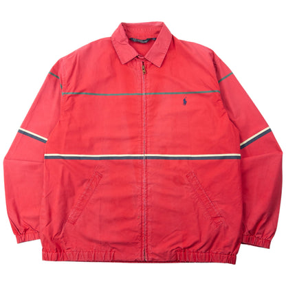 Vintage 90s Polo Ralph Lauren Striped Zip Up Jacket Size M | Medium, Red