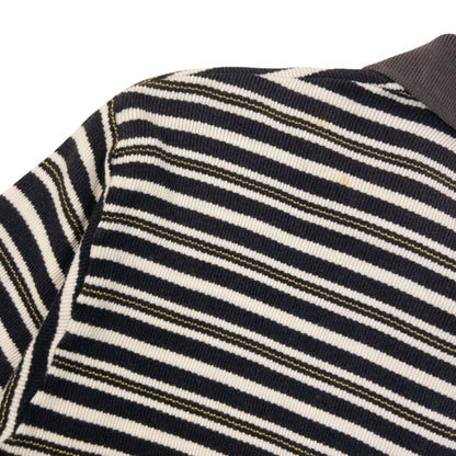 Vintage 2000s Issey Miyake Striped Polo Shirt Womens Size L | Large, Grey