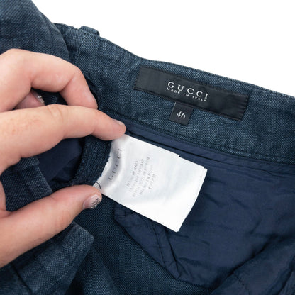 Vintage 2000s Gucci Linen Trousers Size W35 | W35, Navy