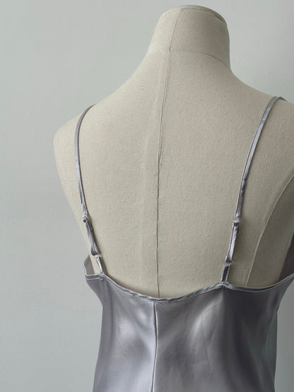 Vintage 1990s Satin Pearl Mini Slip Dress - S