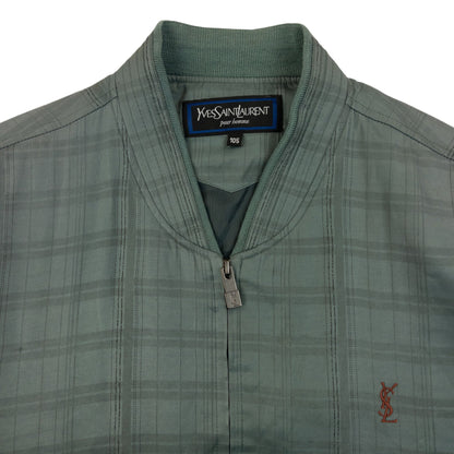 Vintage 90s YSL Yves Saint Laurent Checkered Bomber Jacket Size M | Medium, Blue