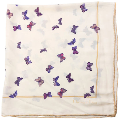 Vintage 2000s Dior Butterfly Print Silk Scarf | O/S, Cream