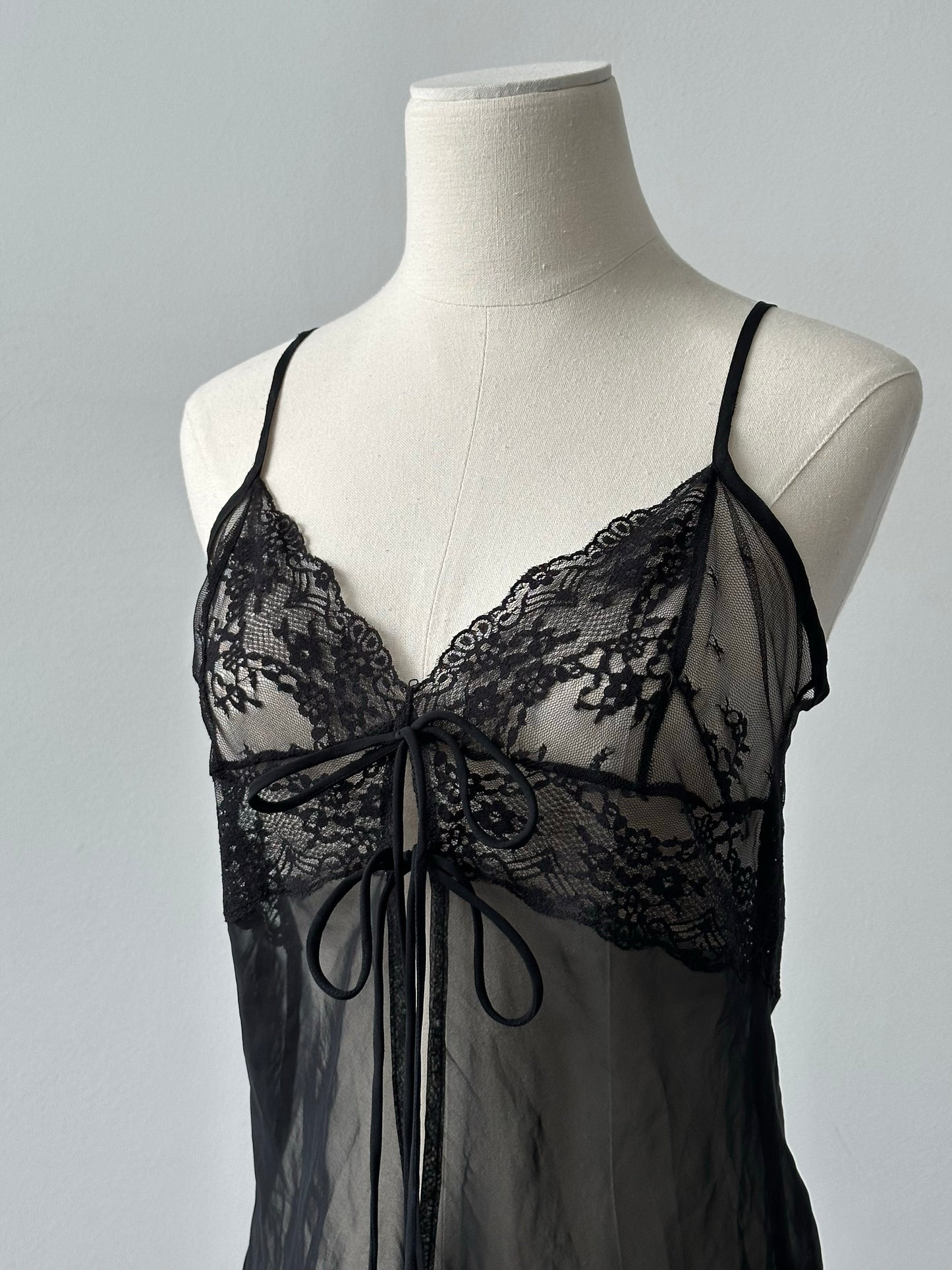 Vintage 1990s Sheer Lace Split Top - S/M