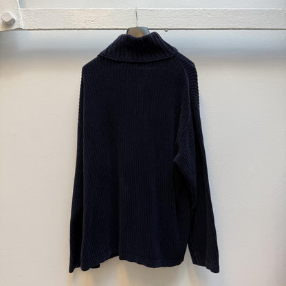 Early 00’s Stone Island Ribbed Knit Zip Jumper (XXL) | XXL, Blue