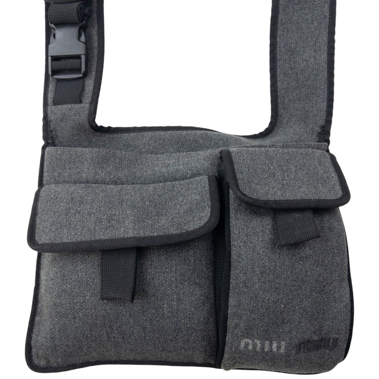 Vintage 1999 Miu Miu Wool Crossbody Bag | O/S, Black