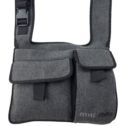Vintage 1999 Miu Miu Wool Crossbody Bag | O/S, Black
