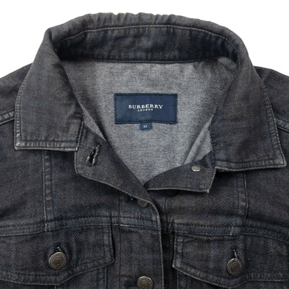 Vintage 2000s Burberry Nova Check Button Up Denim Jacket Womens Size S | Small, Black