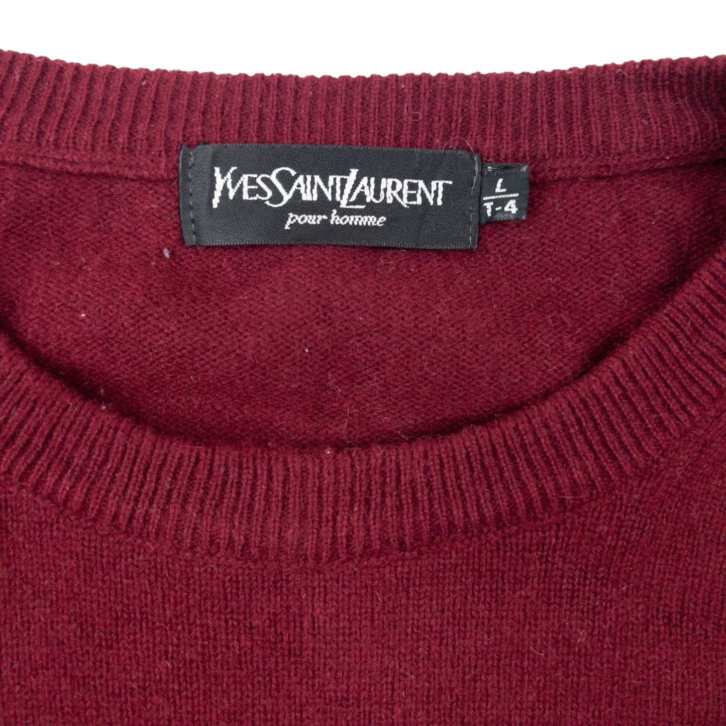 Vintage 90s YSL Yves Saint Laurent Wool Jumper Size L | Large, Burgundy