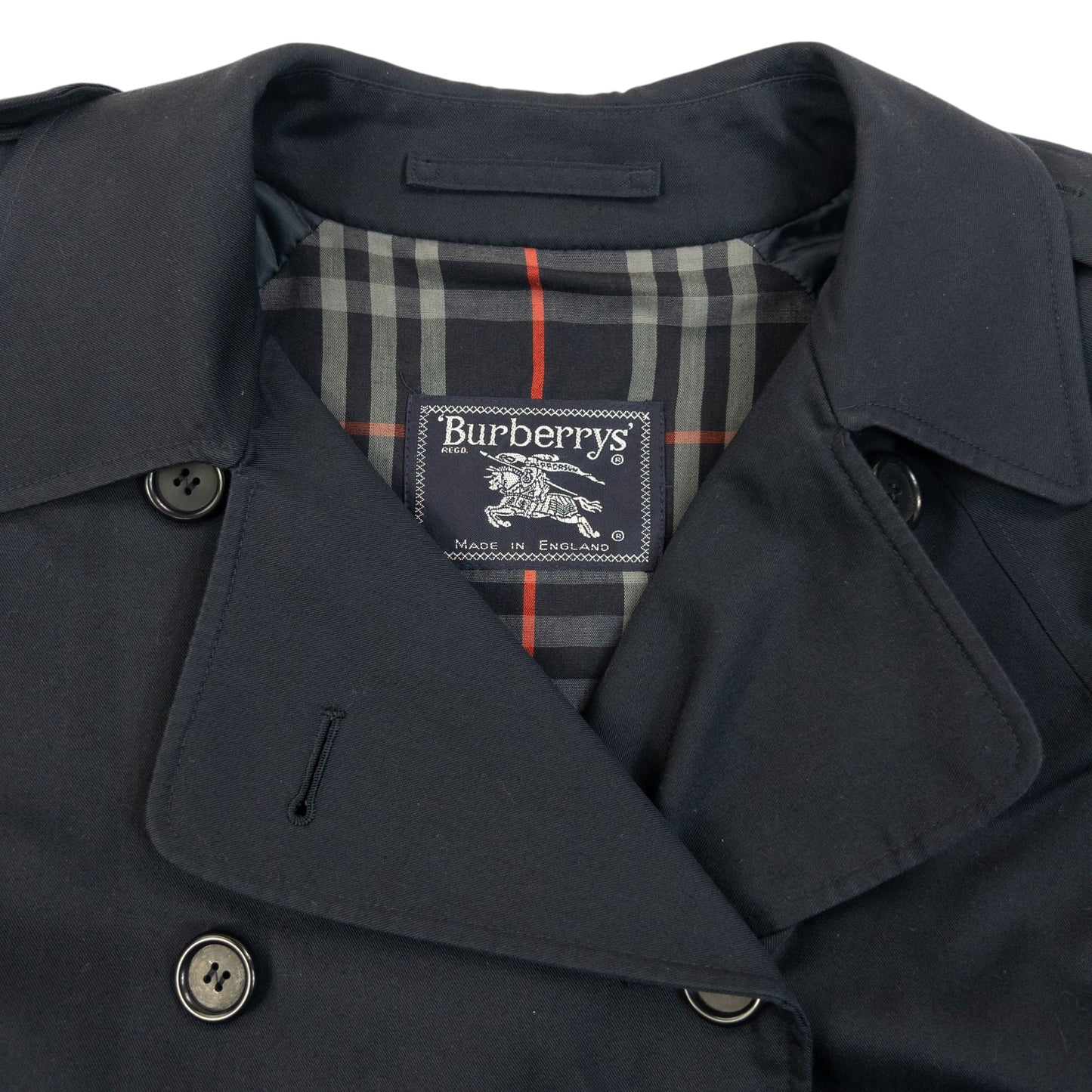 Vintage 90s Burberry Nova Check Lined Trench Jacket Size L | Large, Navy