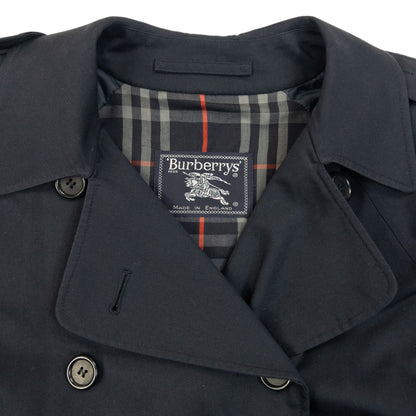 Vintage 90s Burberry Nova Check Lined Trench Jacket Size L | Large, Navy