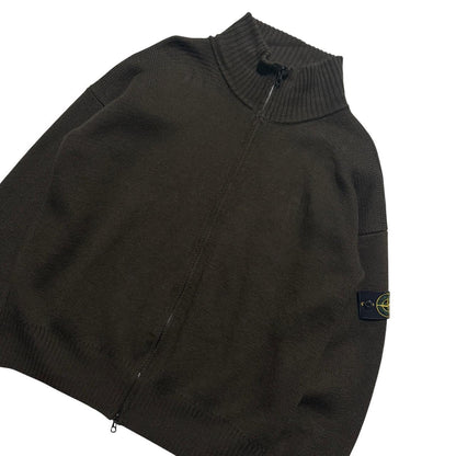 Stone Island 2000's Zip Up Knit | XL, Brown