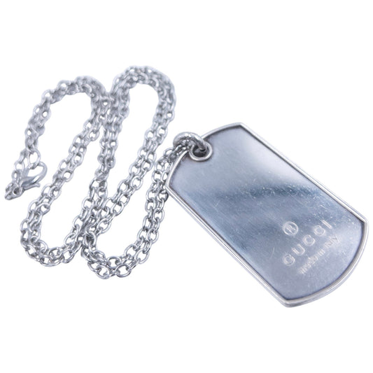 Vintage Gucci Embossed Dog Tag Necklace