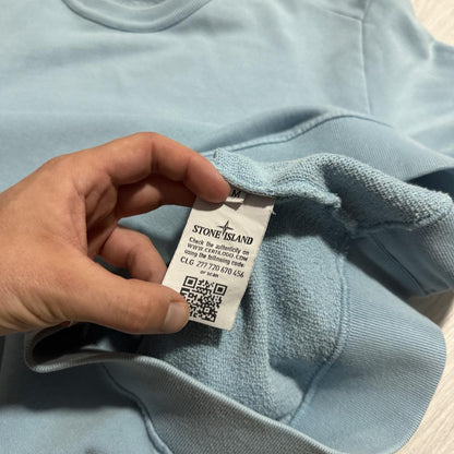 Stone Island Baby Blue Pullover Crewneck | Medium, Blue