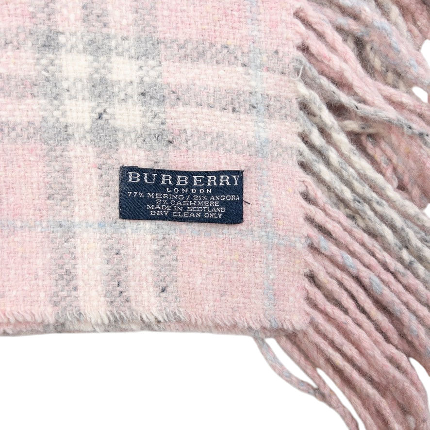 Vintage Burberry Nova Check Tassel Trim Knit Scarf | O/S, Pink