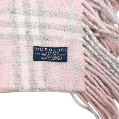 Vintage Burberry Nova Check Tassel Trim Knit Scarf | O/S, Pink