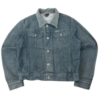 Vintage 2000s Diesel Cropped Button Up Denim Jacket Size S | Small, Green