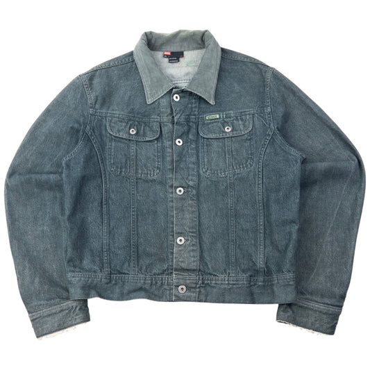 Vintage 2000s Diesel Cropped Button Up Denim Jacket Size S | Small, Green