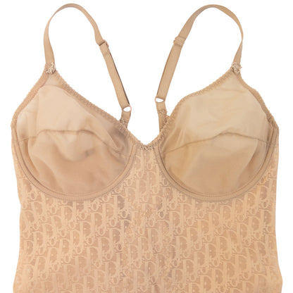 Vintage 90s Dior Lingerie Monogram Lace Bodysuit Womens Size M | O/S, Beige