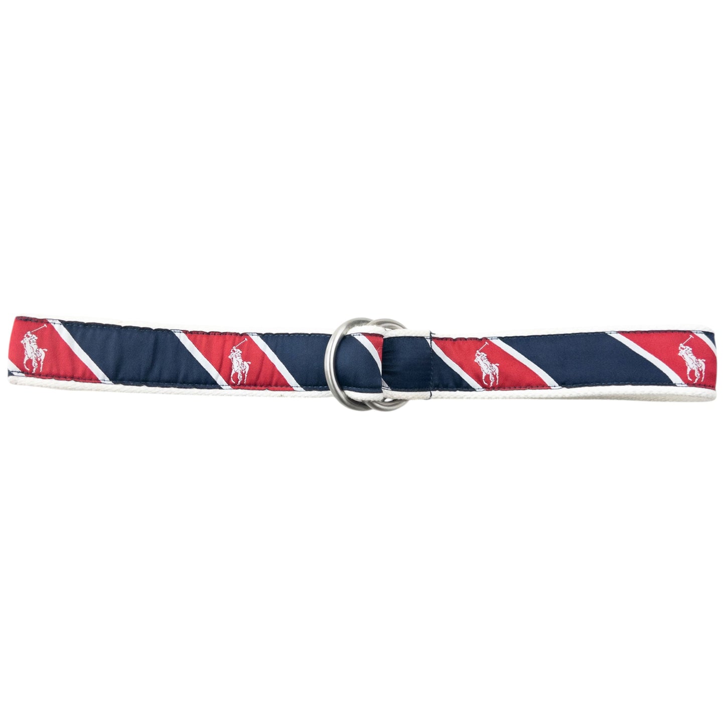Vintage 90s Polo Ralph Lauren Striped Monogram Belt Size M | W30, Red, Navy