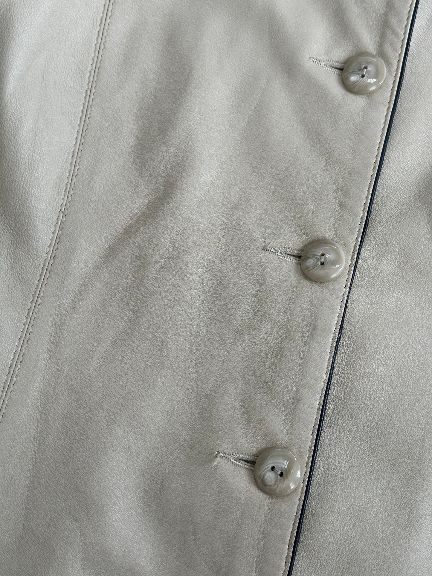 Vintage 1990s High Neck Contrast Leather Jacket - M