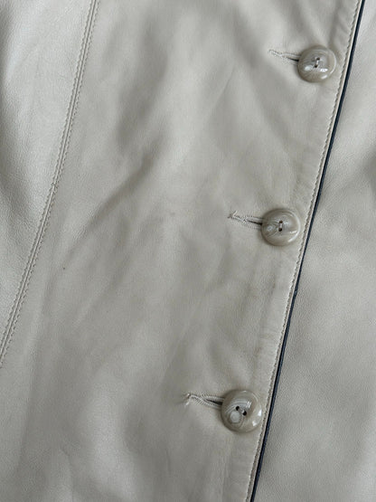 Vintage 1990s High Neck Contrast Leather Jacket - M