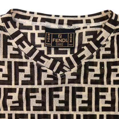 Vintage 90s Fendi Monogram Mesh T Shirt Womens Size S | Small, Brown