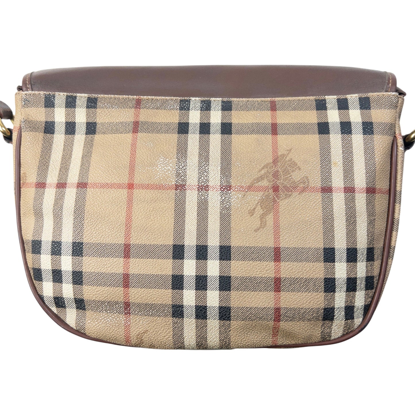 Vintage 90s Burberry Nova Check Leather Crossbody Bag | O/S, Brown