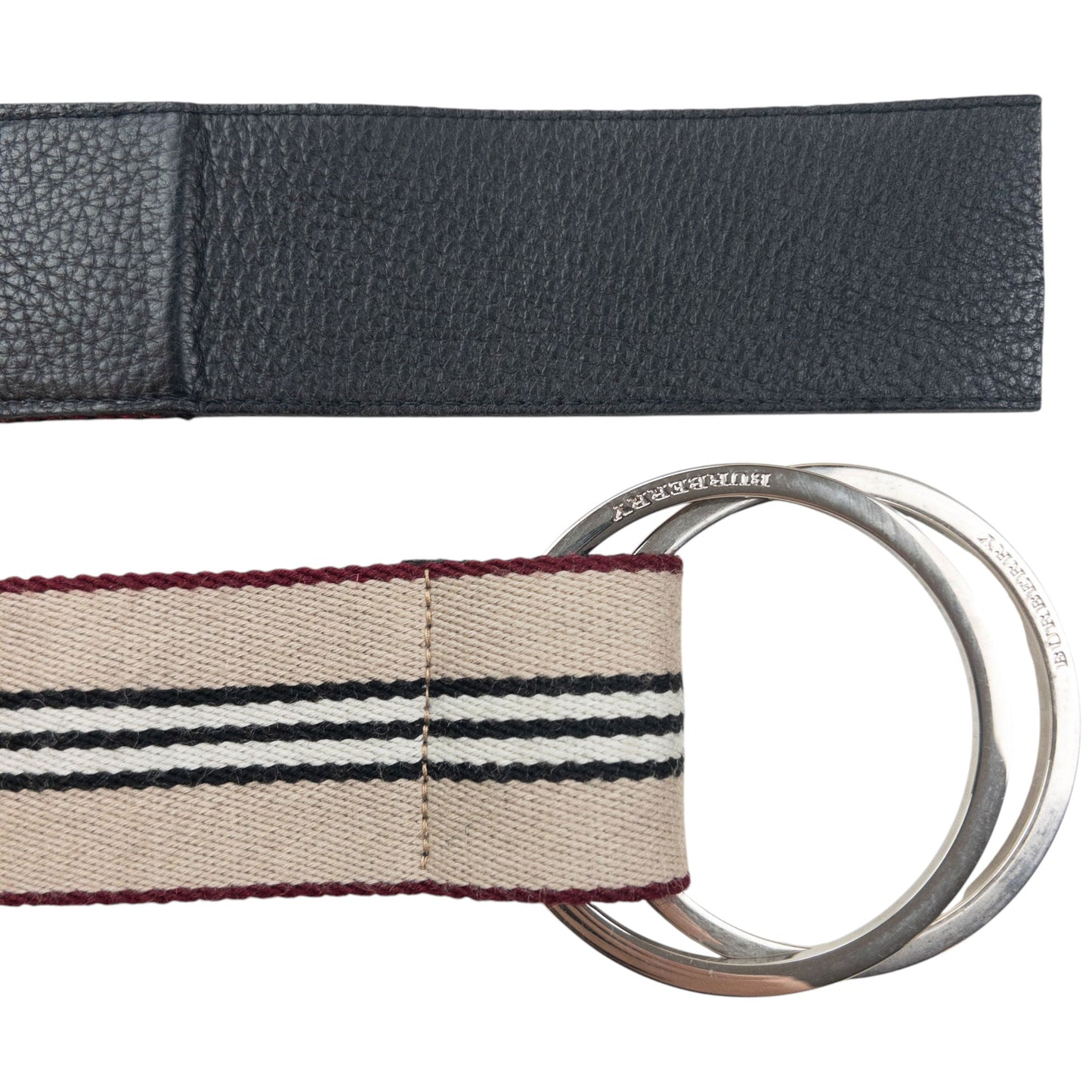 Vintage 2000s Burberry Striped Belt Size L | O/S, Beige, Black, Burgundy