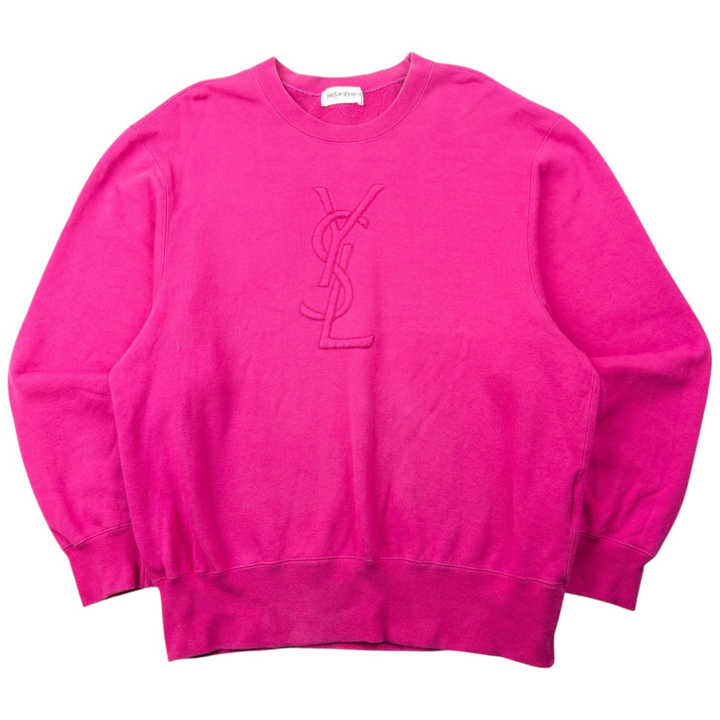 Vintage 90s YSL Yves Saint Laurent Embroidered Sweatshirt Womens Size M | Medium, Pink