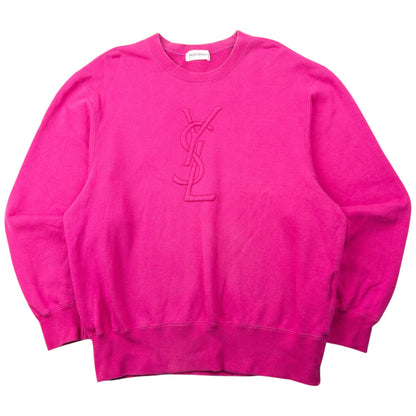 Vintage 90s YSL Yves Saint Laurent Embroidered Sweatshirt Womens Size M | Medium, Pink