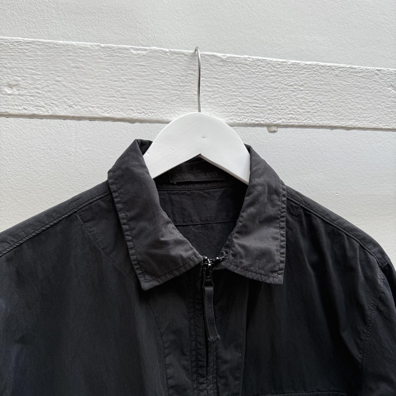 Stone Island Ghost Zip Over Shirt in Black (L) | Large, Black