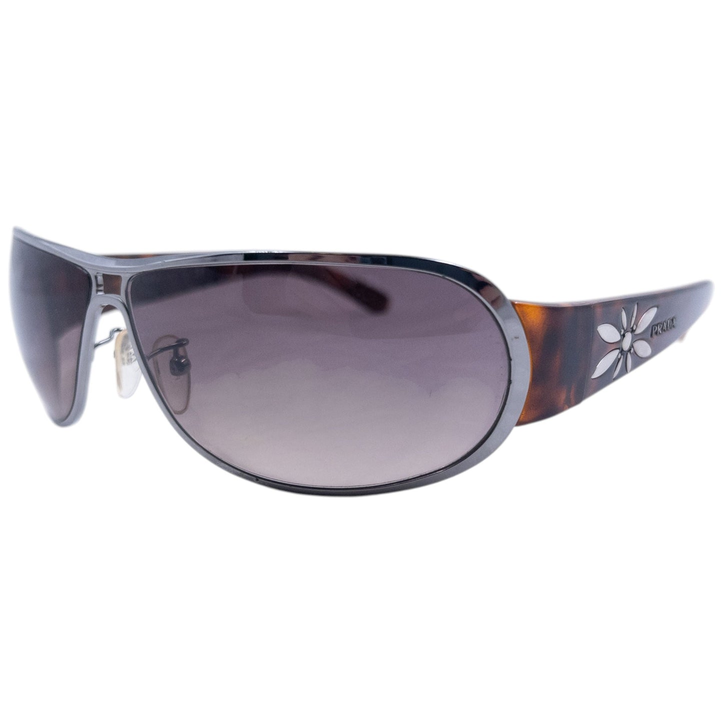 Vintage 2000s Prada Tortoise Shell Flower Sunglasses | O/S, Brown