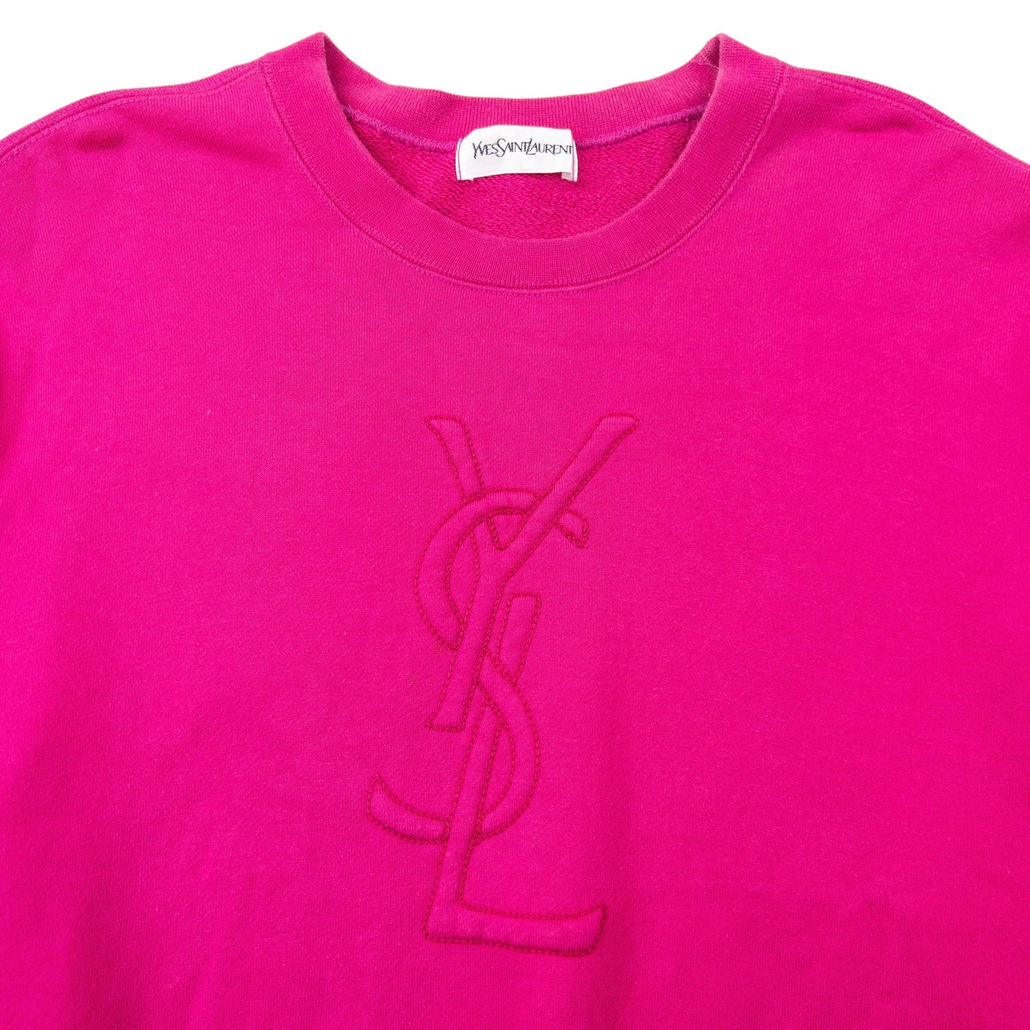 Vintage 90s YSL Yves Saint Laurent Embroidered Sweatshirt Womens Size M | Medium, Pink