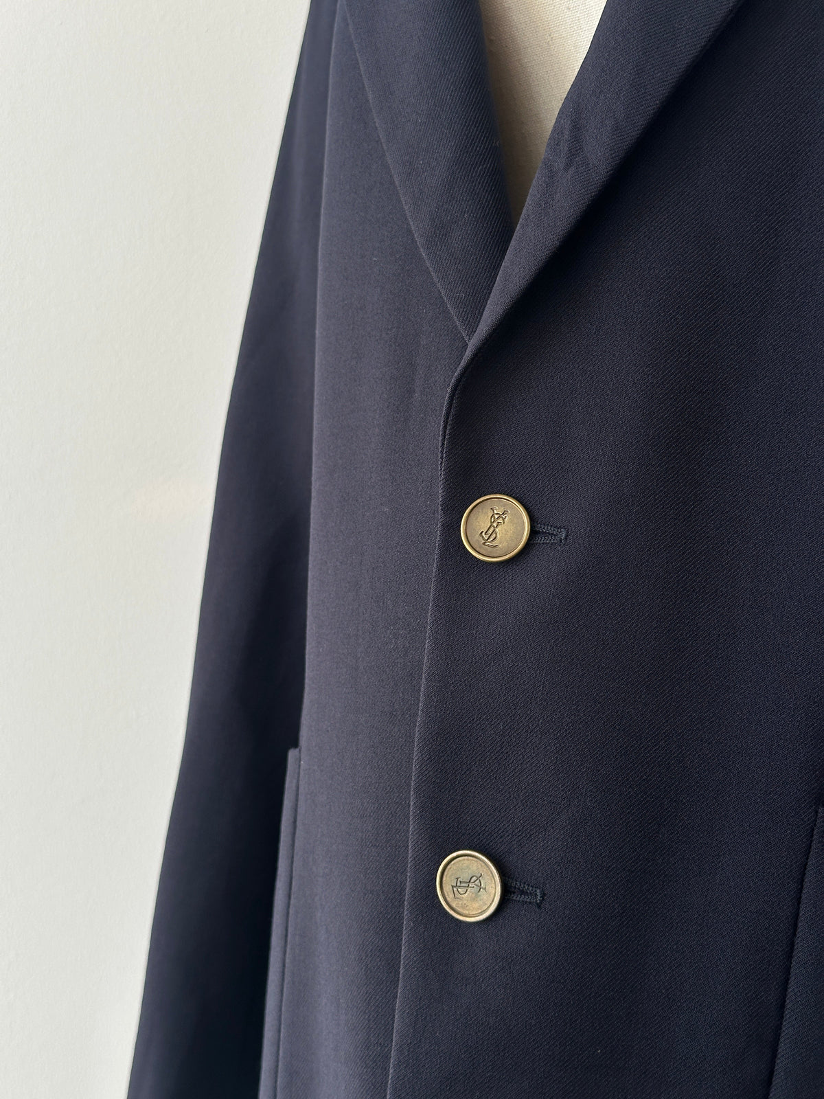 Yves Saint Laurent 1990s Pure Wool Bespoke Button Blazer - M