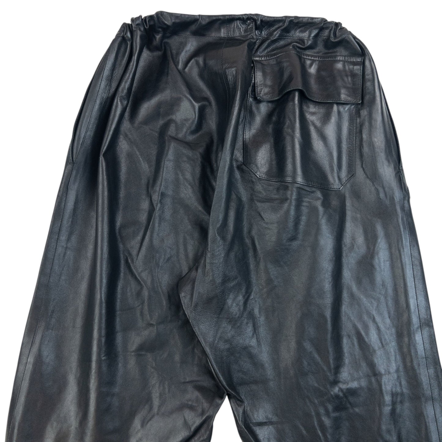 Vintage 2000s Gucci By Tom Ford Zip Cuff Leather Trousers Size L | Large, Black