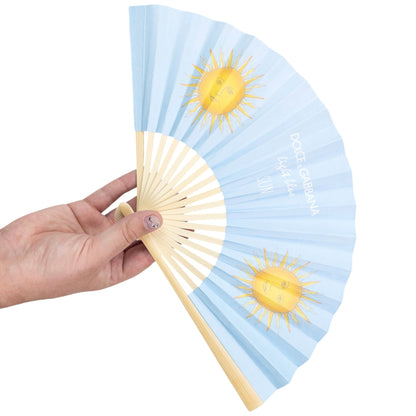 Vintage 2000s Dolce & Gabbana Light Blue Sun Paper Hand Fan | O/S, Blue